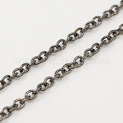 Iron Cable Chains, Unwelded, Oval, Lead Free and Nickel Free, Gunmetal Color, 3x2x0.5mm