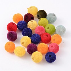 Resin Beads, Flocky Style, Mixed Color, about 14mm in diameter, hole: 3.5mm, 360pcs/500g