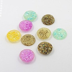 Resin Cabochons, with Shell, Half Round, Mixed Color, 25x5mm