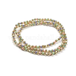 Set di 3 braccialetti elasticizzati da donna con perline di vetro e perline CCB., rotondo e colonna, colorato, 6.50 pollice (16.5 cm)
