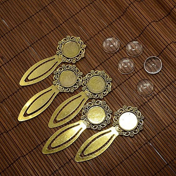 18mm Clear Domed Glass Cabochon Cover for Antique Golden DIY Alloy Portrait Bookmark Making DIY-X0118-AG-NR