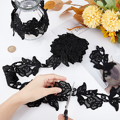 Wholesale GORGECRAFT 5 Yards Lace Applique Trim 3.2 Inch Black Flower  Embroidery Lace Edge Trimmings Floral Embroidered Applique Ribbon for DIY  Sewing Crafts Wedding Bridal Dress Embellishment Party Decoration 