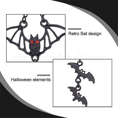 Orecchini pipistrello nero di Halloween con perline a goccia