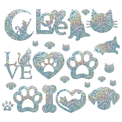 Wholesale GORGECRAFT 23pcs Cat and Dog Paw Window Clings Anti-Collision  Love Rainbow Window Glass Alert Stickers for Birds Strike Heart Decals Non  Adhesive Prismatic Vinyl Film for Sliding Doors Windows Glass 