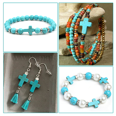 Wholesale SUNNYCLUE 4Strands Synthetic Turquoise Beads Strands 