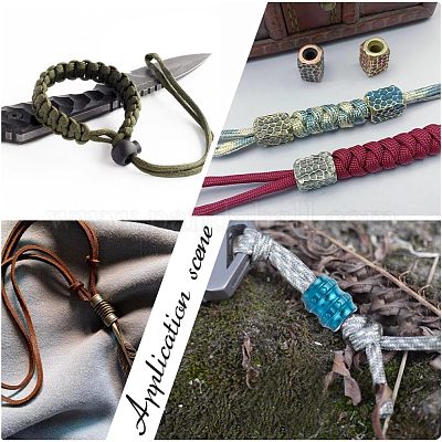 NBEADS 6 pz 3 colori Cordino Perline Braccialetto Paracordaa Perline, Perline di Cordino Bicono Perline di Paracordaa Europee In Ottone Perline di Metallo con Foro Grande per Gioielli Ciondolo A Corda