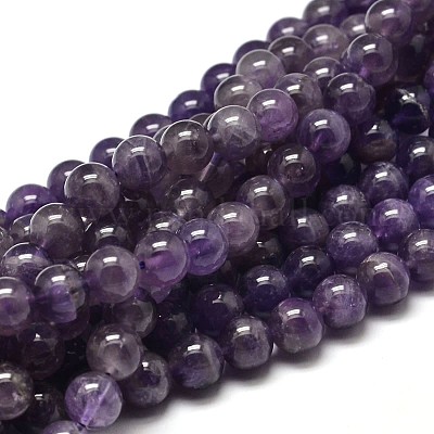 Natürlichen Amethyst runde Perle Stränge&nbsp;G-I168-09-8mm-1