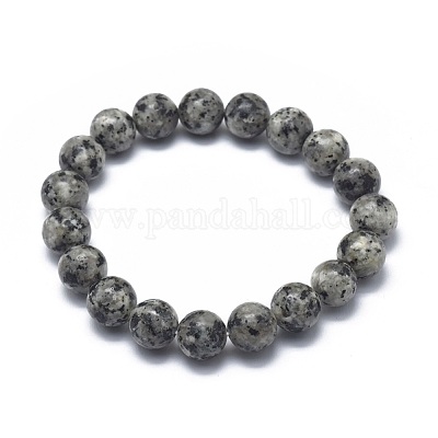 Bracelets extensibles en jaspe sésame naturel / perle de jaspe kiwi&nbsp;BJEW-K212-B-033-1