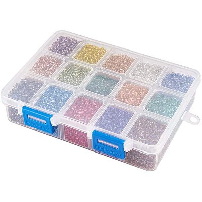 Glass 2-3mm Seed Beads 8 Colors! 100+ grams 8 Compartment Round Storage  Tray #3