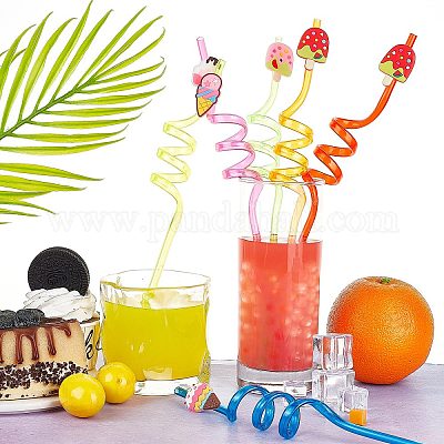 Wholesale Gorgecraft 8Pcs 8 Colors PET Spiral Drinking Straws 