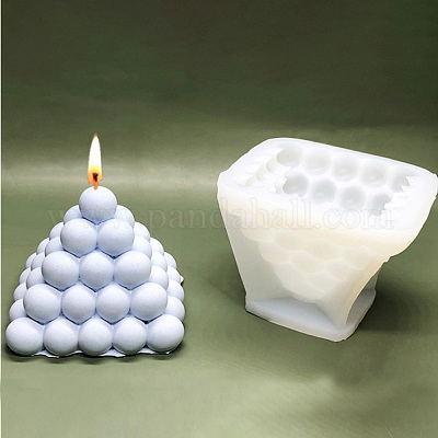 DIY Pyramid Bubble Candle Silicone Molds, for Scented Candle Making, White,  10.6x10.6x8.3cm, Inner Diameter: 8.8x8.8cm