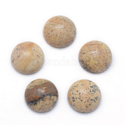 Natur Bildjaspisses cabochons&nbsp;G-P393-R51-6MM-1