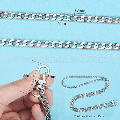 Shop SUPERDANT 47inch DIY Iron Flat Chain Strap Handbag Chains Accessories Purse  Straps Shoulder Cross Body Replacement Straps-with 2pcs Metal Buckles for  Jewelry Making - PandaHall Selected