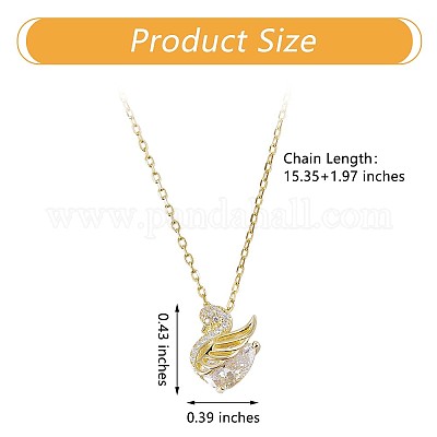 rhinestone swan pendant chain necklace 1pc