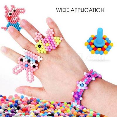 DIY 24 Colors 4800Pcs 4mm PVA Round Water Fuse Beads Kits for Kids,  Including Scraper Knife, Spray Bottle, Pattern Paper, Pen and Template,  Keychain 