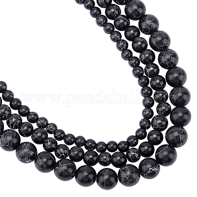 Shop NBEADS 3 Strands about 205 Pcs Black Synthetic Turquoise