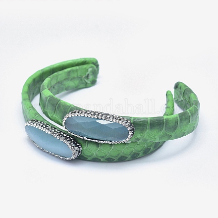 Bracelets de manchette en cuir de serpent BJEW-P079-17F-1