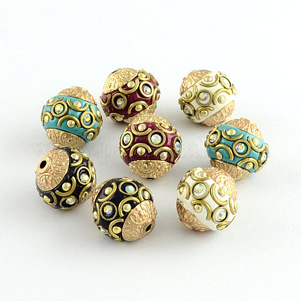 Round Handmade Grade A Rhinestone Indonesia Beads IPDL-S029-M-1