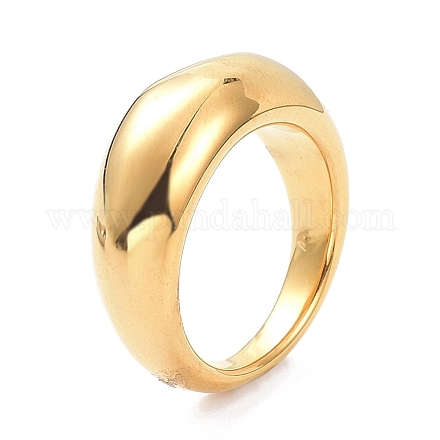 イオンプレーティング（ip）304ステンレスフィンガー指輪  ワイドバンドリング  ゴールドカラー  usサイズ7 1/4(17.5mm) X-RJEW-F115-04C-G-1