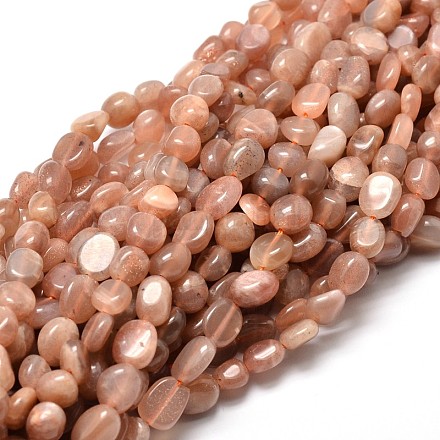 Natural Sunstone Nuggets Beads Strands G-J335-16-1