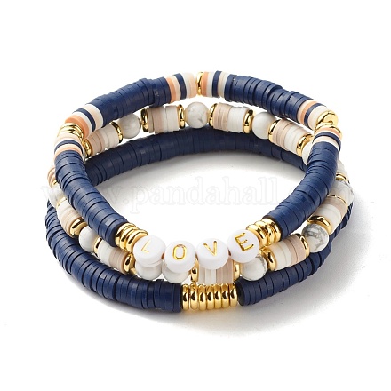 Perles d'amour empilant des bracelets extensibles pour femmes BJEW-JB07162-1