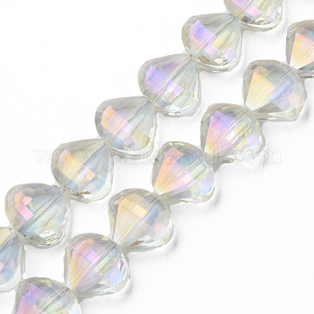 Electroplate Transparent Glass Beads Strands EGLA-N002-36-C04-1