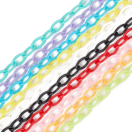 SUNNYCLUE 40 Strands 10 Colors ABS Plastic Cable Chains CHAC-SC0001-01-1