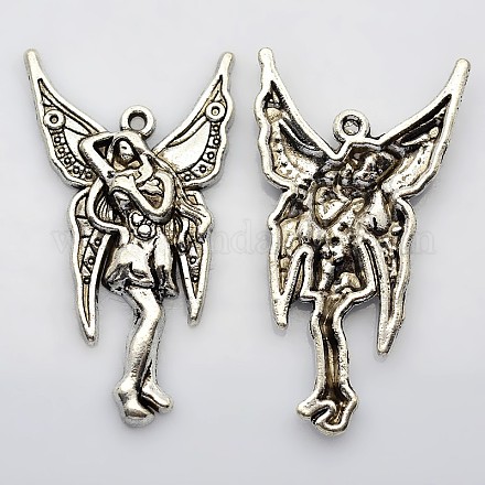 Antique Silver Angel Pendant Tibetan Style Pendants X-TIBEP-20608-AS-NR-1