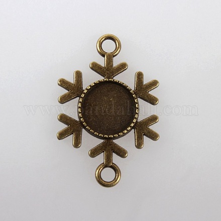 Christmas Ornaments Alloy Snowflake Connector Cabochon Bezel Settings X-TIBE-M016-07AB-NF-1