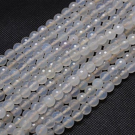 Natural Agate Round Beads Strand G-L084-8mm-16-1