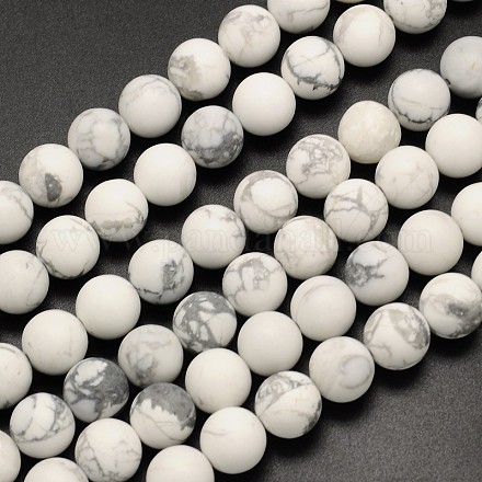 Frosted Round Howlite Beads Strands G-N0166-72-6mm-1