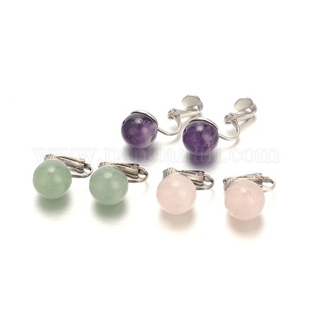 Gemstone Clip-on Earrings EJEW-JE01517-1