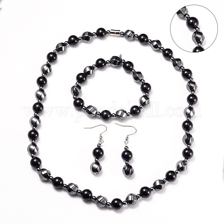 Necklaces & Stretch Bracelets & Dangle Earrings Jewelry Sets SJEW-I198-03P-1