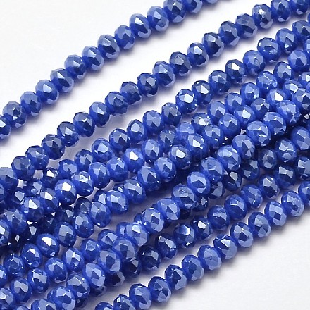 Faceted Rondelle Pearl Luster Plated Electroplate Glass Beads Strands EGLA-J134-3x2mm-PL02-1