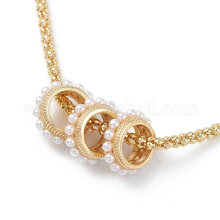 Collares colgantes de anillo de perla de imitación de plástico NJEW-L170-07G-1
