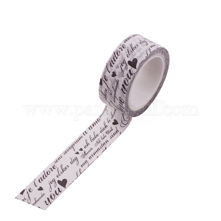 DIYスクラップブック装飾紙テープ  マスキングテープ  フレーズ付き  ホワイト  15mm  5m /ロール（5.46ヤード/ロール） DIY-F016-P-34-1