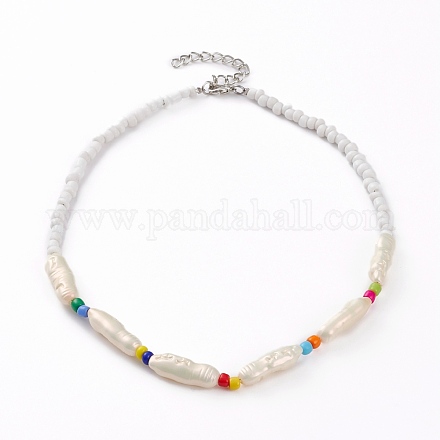 Collane di perline di perle d'imitazione di plastica abs pepite NJEW-JN03290-01-1