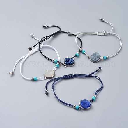 Bracelets de perles tressées en fil de nylon ajustable BJEW-JB04440-1
