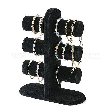 Espositori per braccialetti / braccialetti con cinturino a T in legno velours BDIS-N018-01-1
