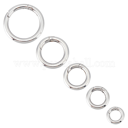 UNICRAFTALE 5Pcs 5 Sizes 316 Stainless Steel Spring Gate Rings Clasps Open Round Metal Clasps Springring Trigger Clasp Fasteners Bracelet Clasps for Jewelry Making STAS-UN0049-92-1