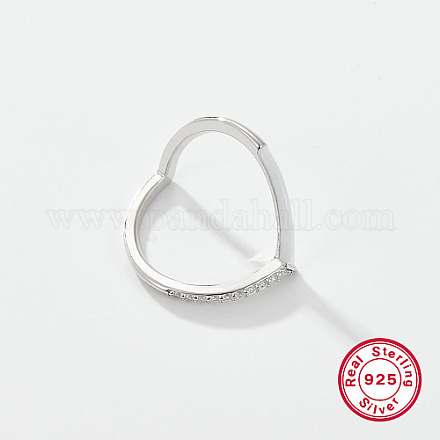 Cuore in platino rodiato e 925 anello in argento sterling con micro pavé di zirconi cubici BD1675-2-1