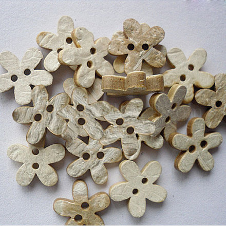 Tallada 2-agujero de botón de costura básica en forma de flor NNA0Z10-1