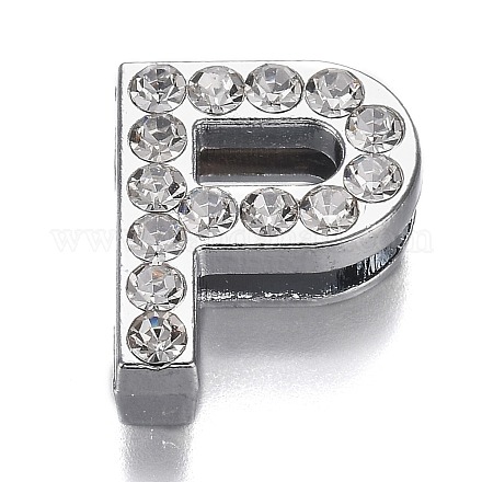 Alloy Letter Slide Charms RB-F034-01P-P-RS-1