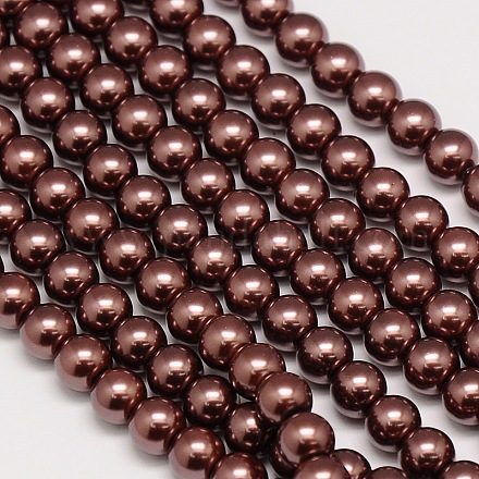 Umweltfreundliche runde Perlenstränge aus gefärbtem Glasperlen HY-A002-10mm-RB098-1