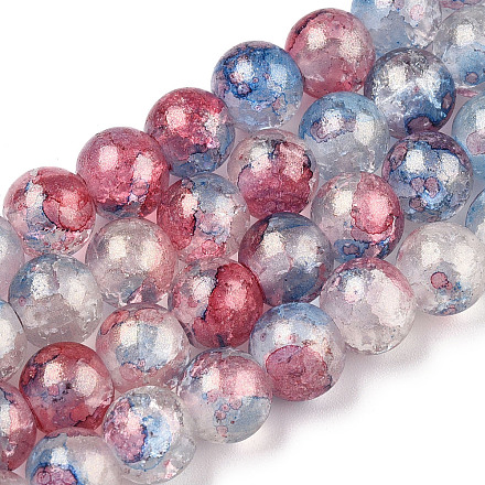 Baking Painted Crackle Glass Bead Strands DGLA-R053-03H-1