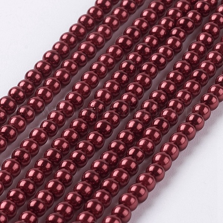 Umweltfreundliche runde Perlenstränge aus gefärbtem Glasperlen HY-A002-3mm-RB038-1