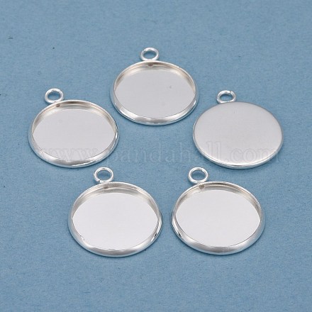 304 Stainless Steel Pendant Cabochon Settings STAS-F191-14S-E-1