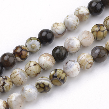 Chapelets de perle en agate naturelle patinée G-S249-03-10mm-1