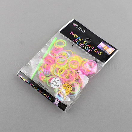 Fluorescent Neon Color Rubber Loom Bands Refills with Accessories DIY-R006-M-1