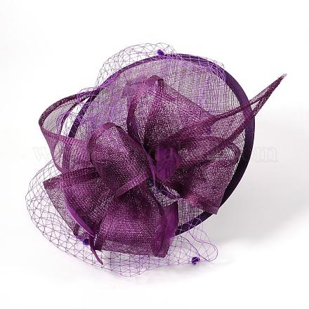 Tocados elegantes de color violeta oscuro para bodas en el Reino Unido OHAR-S165-02-1
